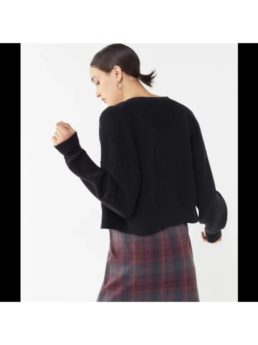 Urban outfitters Kai navy knit cropped button up cardigan